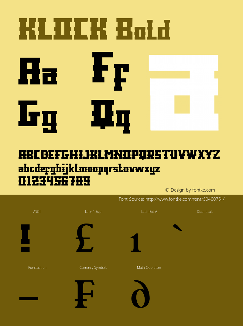 KLOCK Version 1.00;January 1, 2020;FontCreator 12.0.0.2545 64-bit Font Sample