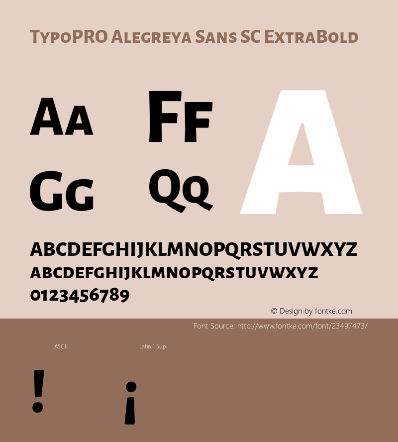 TypoPRO Alegreya Sans SC ExtraBold Version 1.001;PS 001.001;hotconv 1.0.70;makeotf.lib2.5.58329 DEVELOPMENT; ttfautohint (v0.97) -l 8 -r 50 -G 200 -x 17 -f dflt -w G -W Font Sample