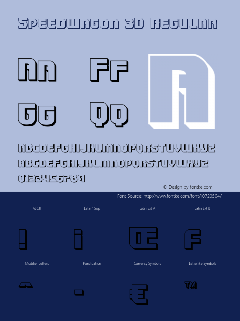 Speedwagon 3D Regular Version 1.0; 2015 Font Sample