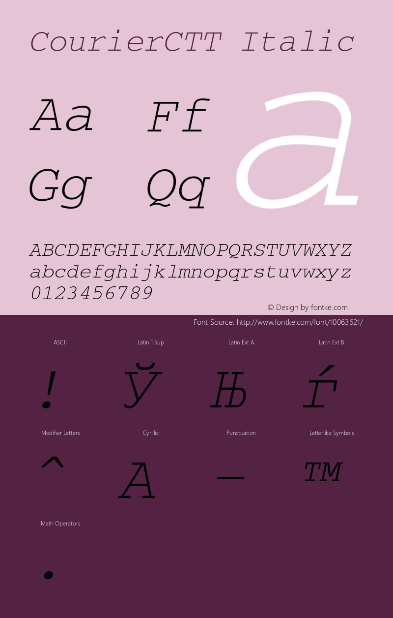 CourierCTT Italic TrueType Maker version 1.10.00 Font Sample