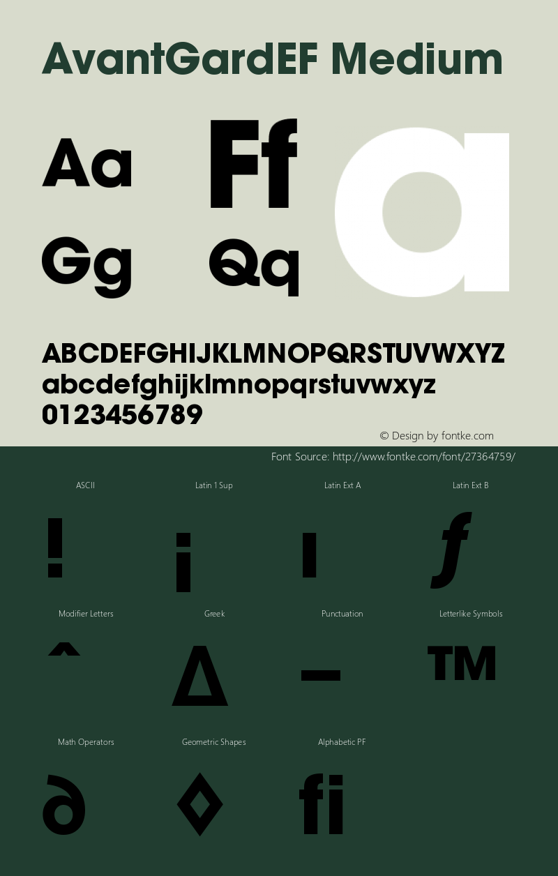 AvantGardEF-Bold Version 001.001 Font Sample