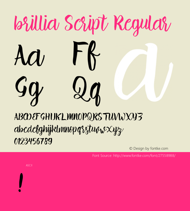 brillia Script Version 1.000 Font Sample