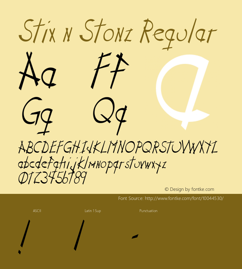 Stix n Stonz Regular 3.0 - 8/01/99 Font Sample