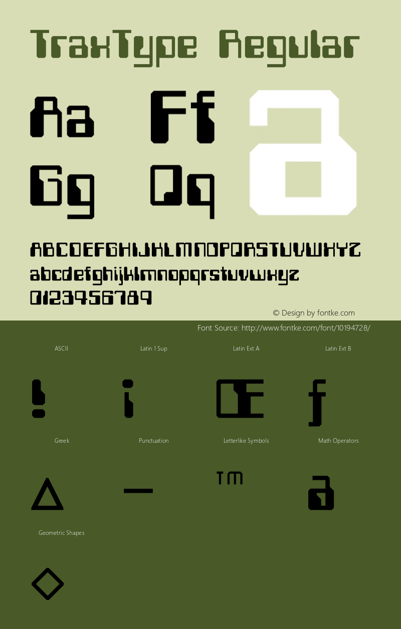 TraxType Regular 001.000 Font Sample