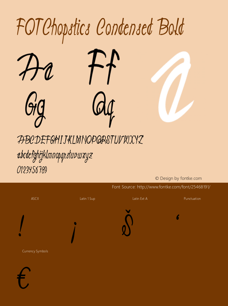 FOTChopstics-CondensedBold Version 1.000 Font Sample