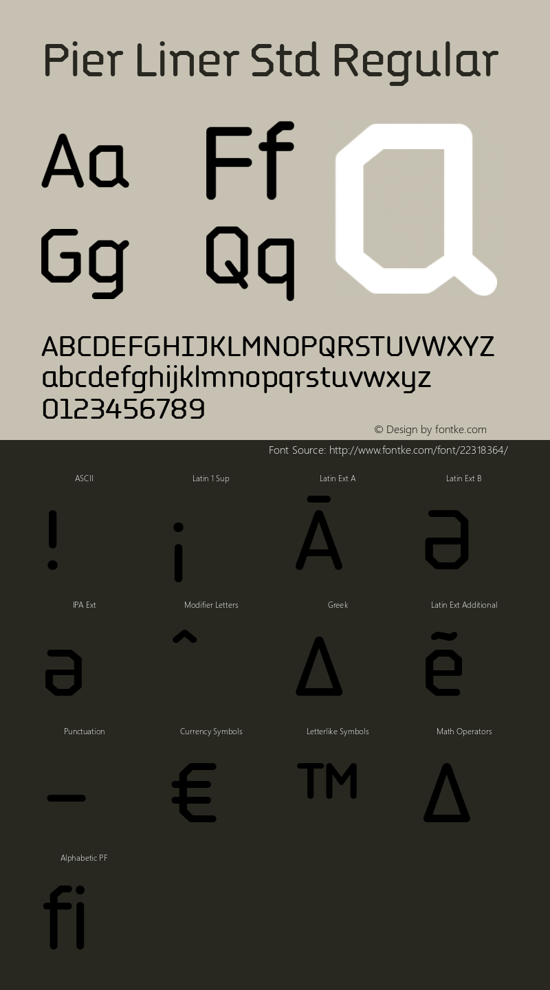 24c24c598264b85a - subset of Pier Liner Std Reg Version 1.000 Font Sample