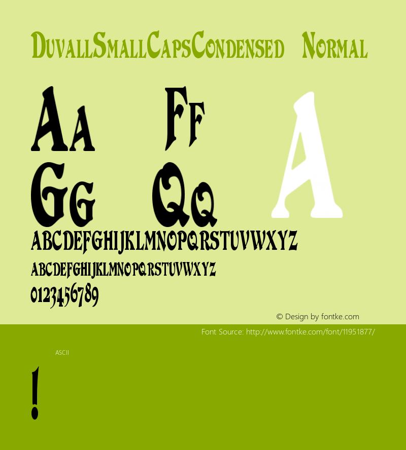 DuvallSmallCapsCondensed Normal Version 1.00 Font Sample