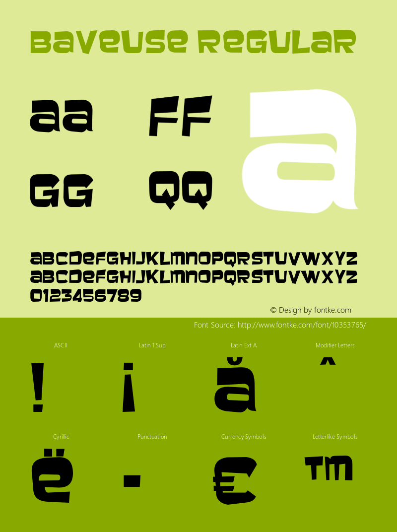 Baveuse Regular OTF 4.000;PS 001.001;Core 1.0.29 Font Sample