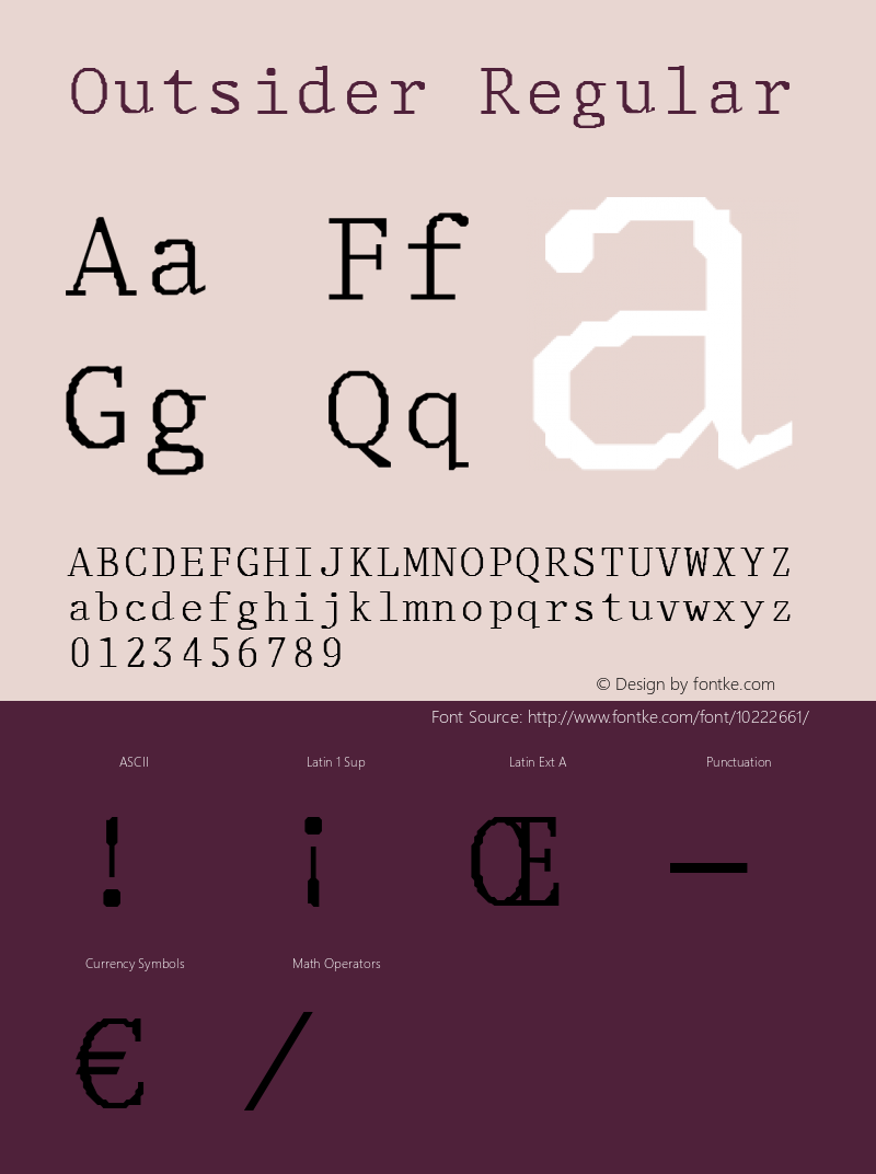 Outsider Regular B & P Graphics Ltd.:18.07.1995 Font Sample