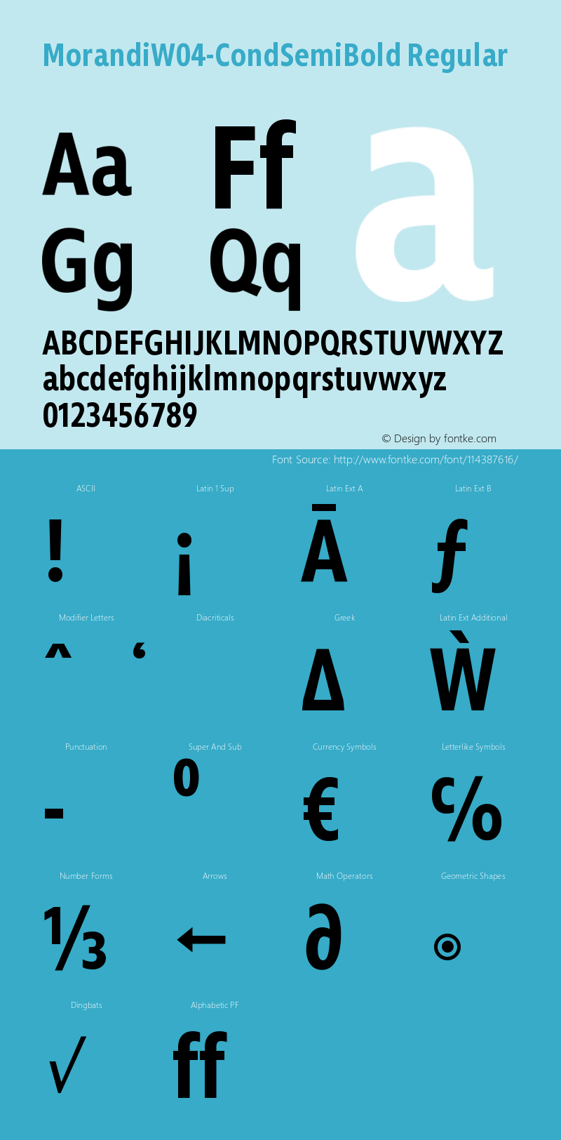 Morandi W04 Condensed SemiBold Version 1.21 Font Sample