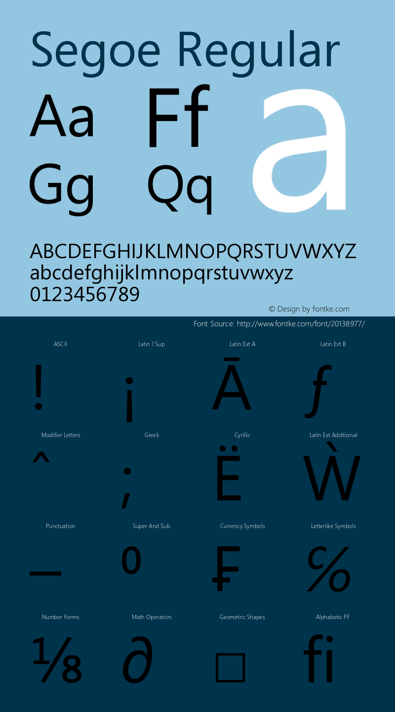 Segoe Version 2.21 Font Sample