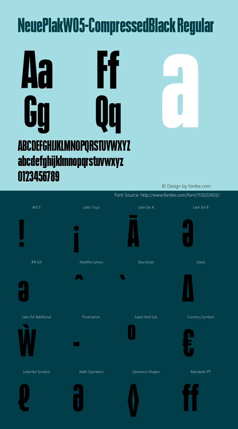 Neue Plak W05 Compressed Black Version 1.00 Font Sample