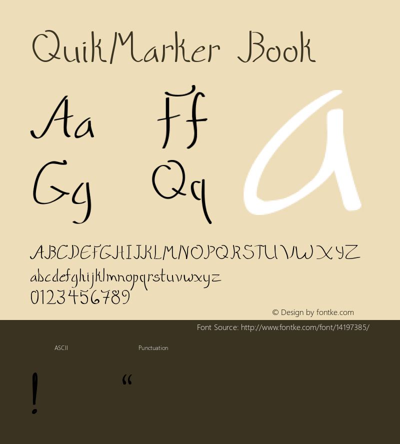 QuikMarker Book Version Fontographer 4.7 5/1 Font Sample