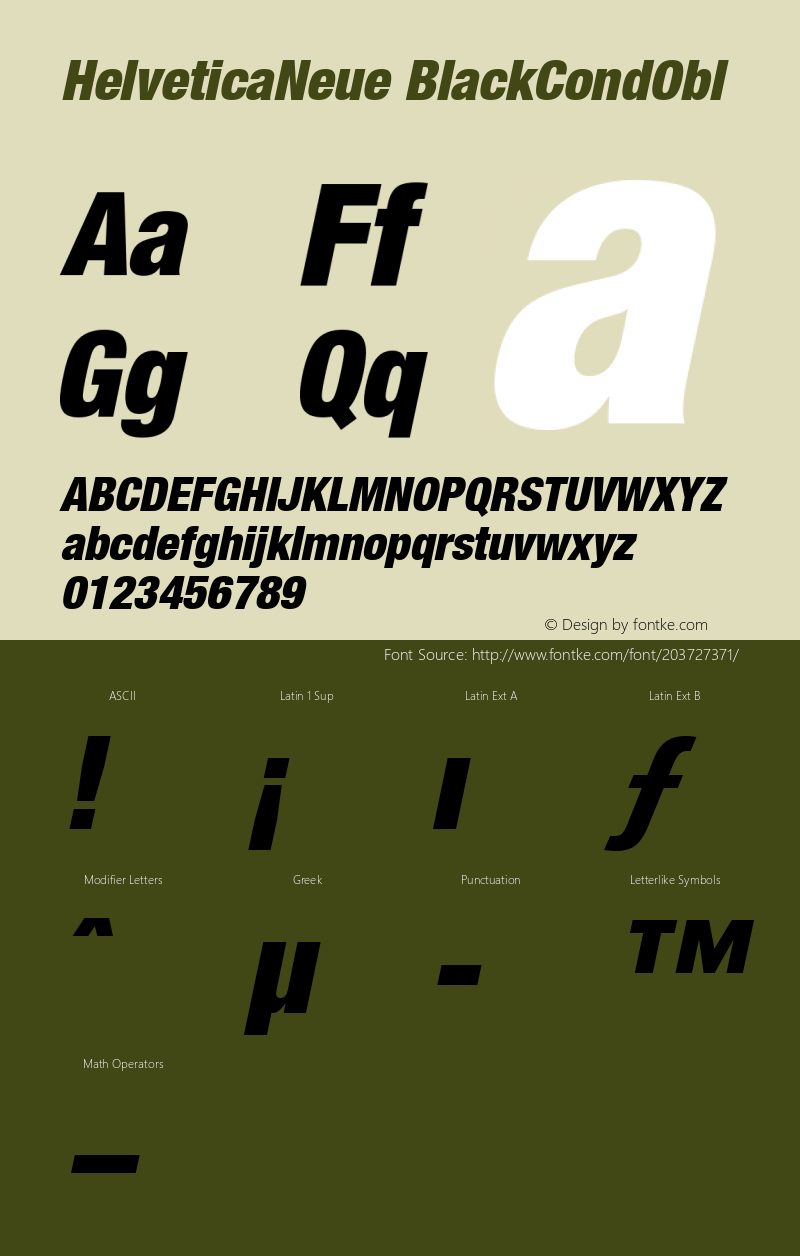 HelveticaNeue BlackCondObl Macromedia Fontographer 4.1.5 1/27/03图片样张