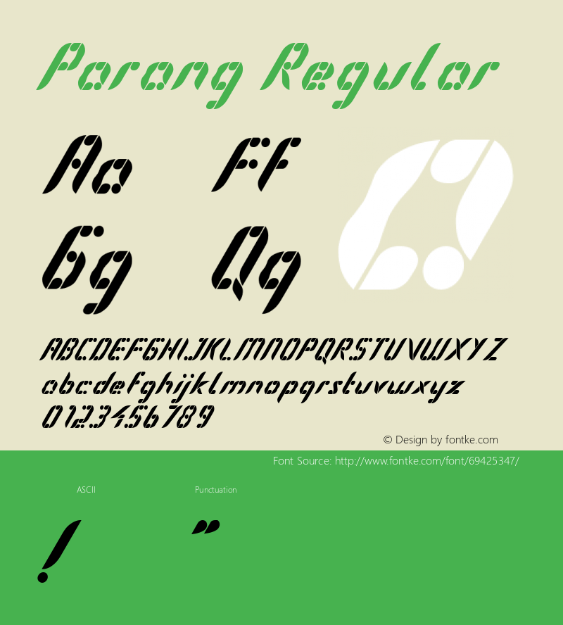 Parang Regular Version 1.000 Font Sample