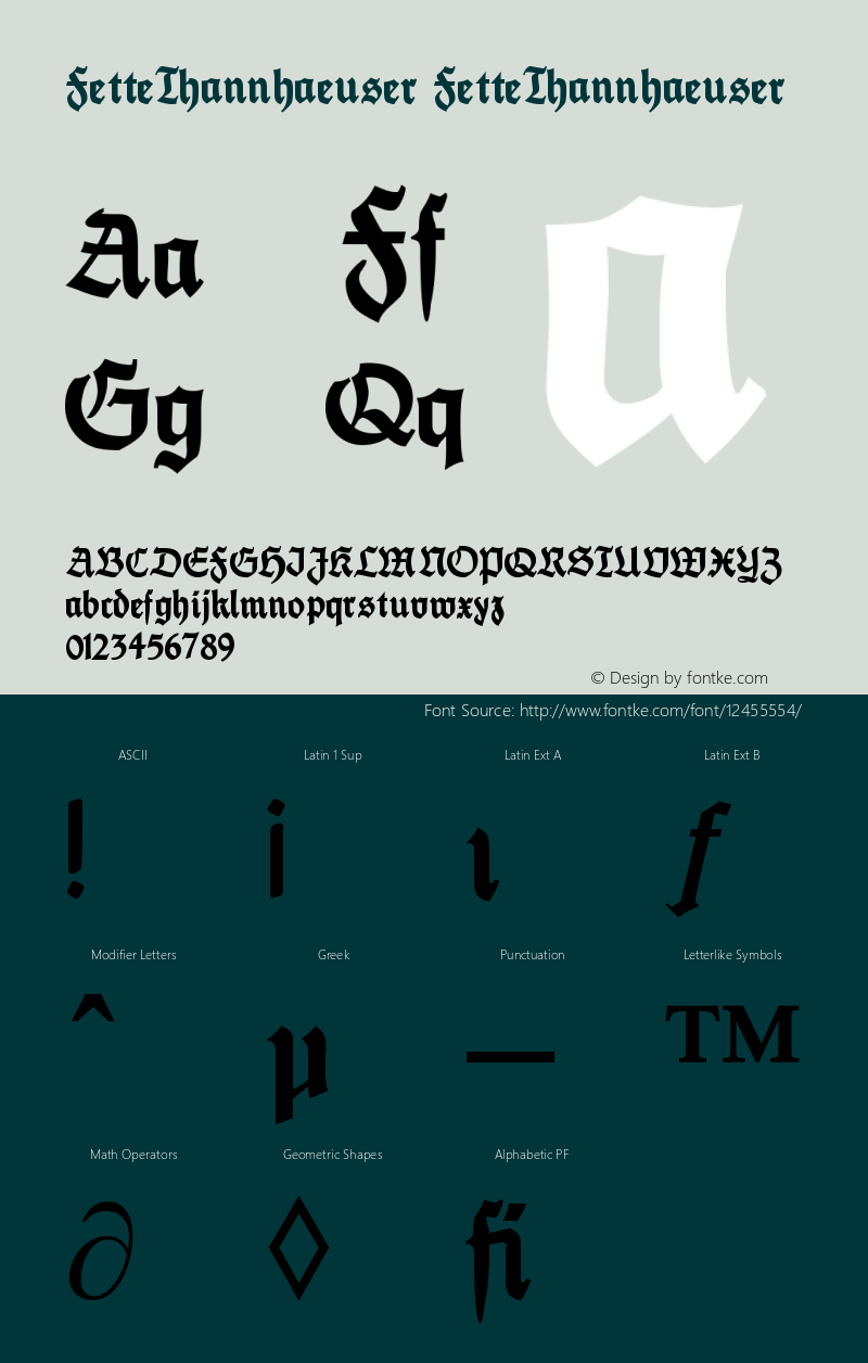 FetteThannhaeuser FetteThannhaeuser Version 001.000 Font Sample