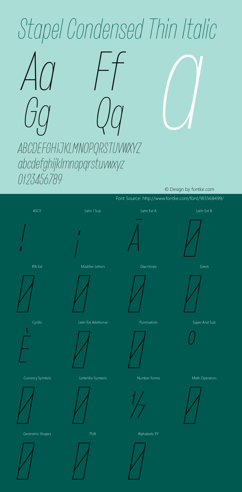 Stapel Condensed Thin Italic 1.000图片样张