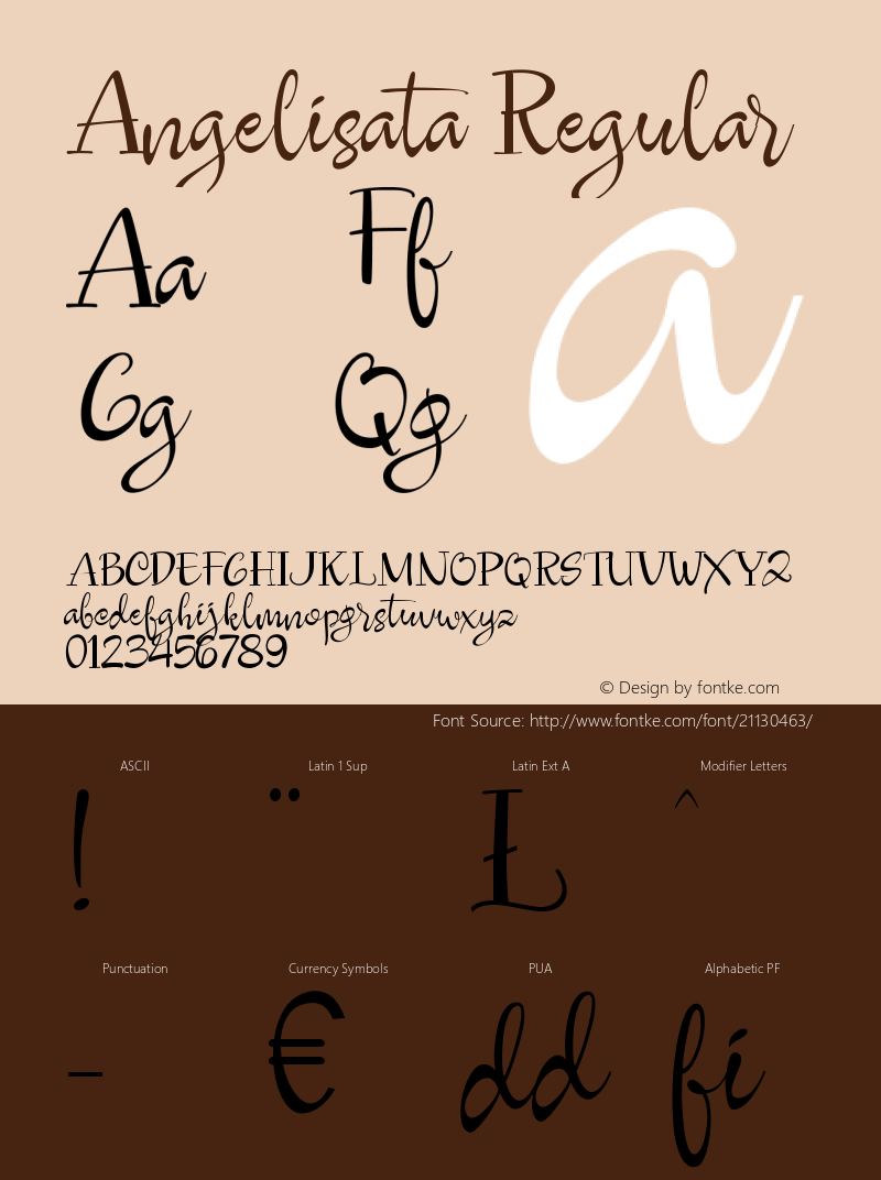 Angelisata Version 1.000 Font Sample