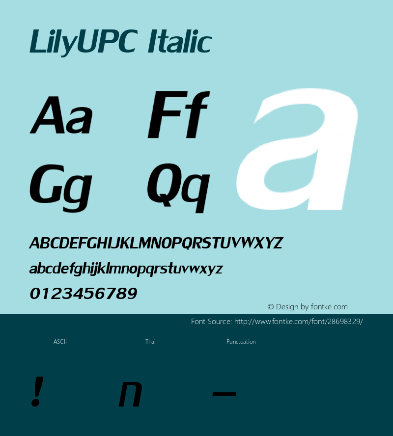 LilyUPC Italic 001.000 Font Sample