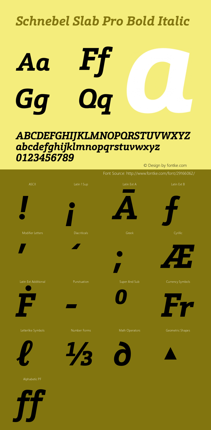 Schnebel Slab Pro Bold Italic Version 1.00 Font Sample