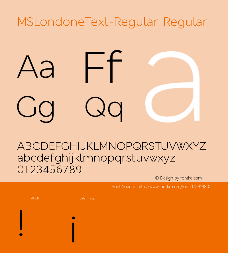 MSLondoneText-Regular Regular Version 1.00 Font Sample