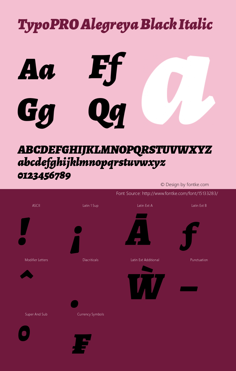 TypoPRO Alegreya Black Italic Version 1.003 Font Sample