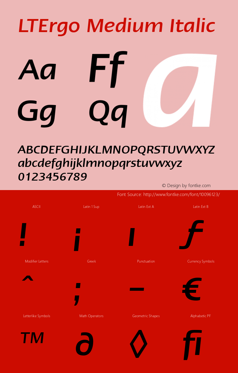LTErgo Medium Italic Version 2.0 Font Sample