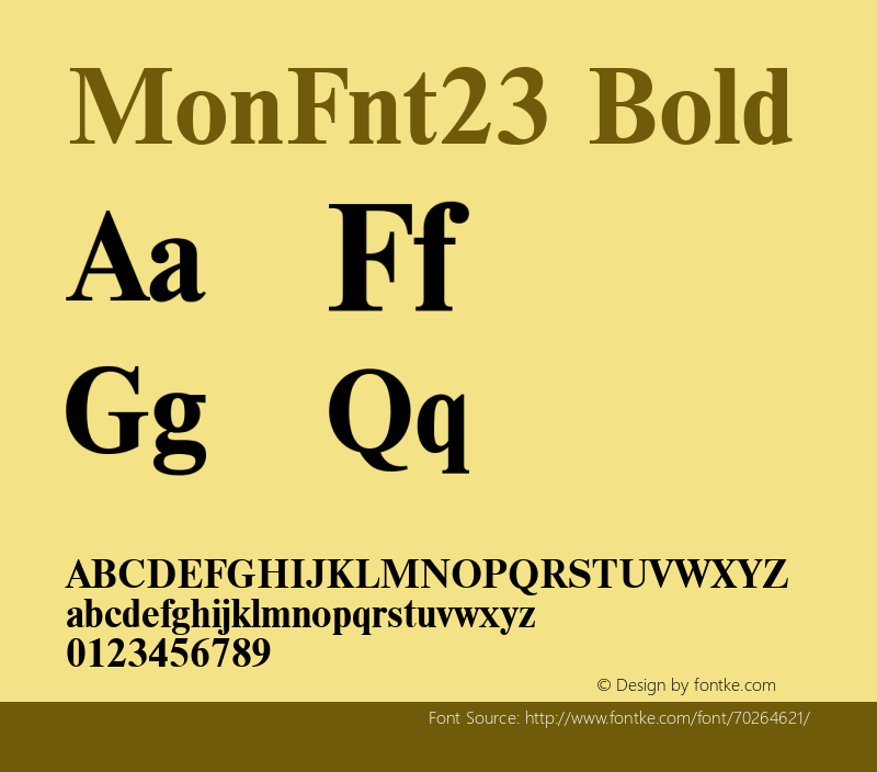 MonFnt23 Bold Version 1.00 Font Sample