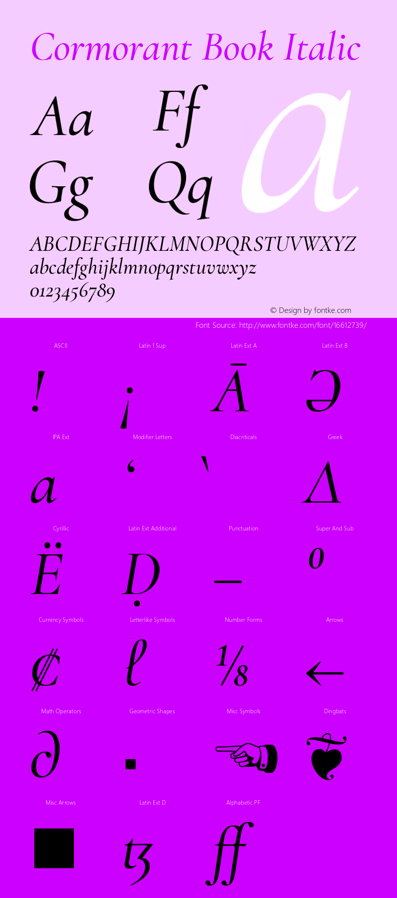 Cormorant Book Italic Version 2.005 Font Sample