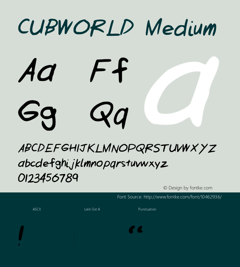 CUBWORLD Medium Version 001.000 Font Sample