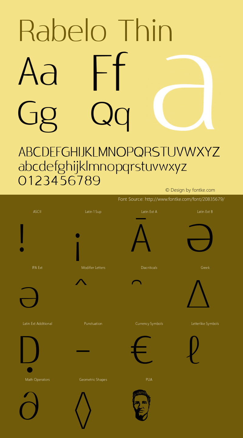 Rabelo Thin Version 1.000 2016 initial release Font Sample