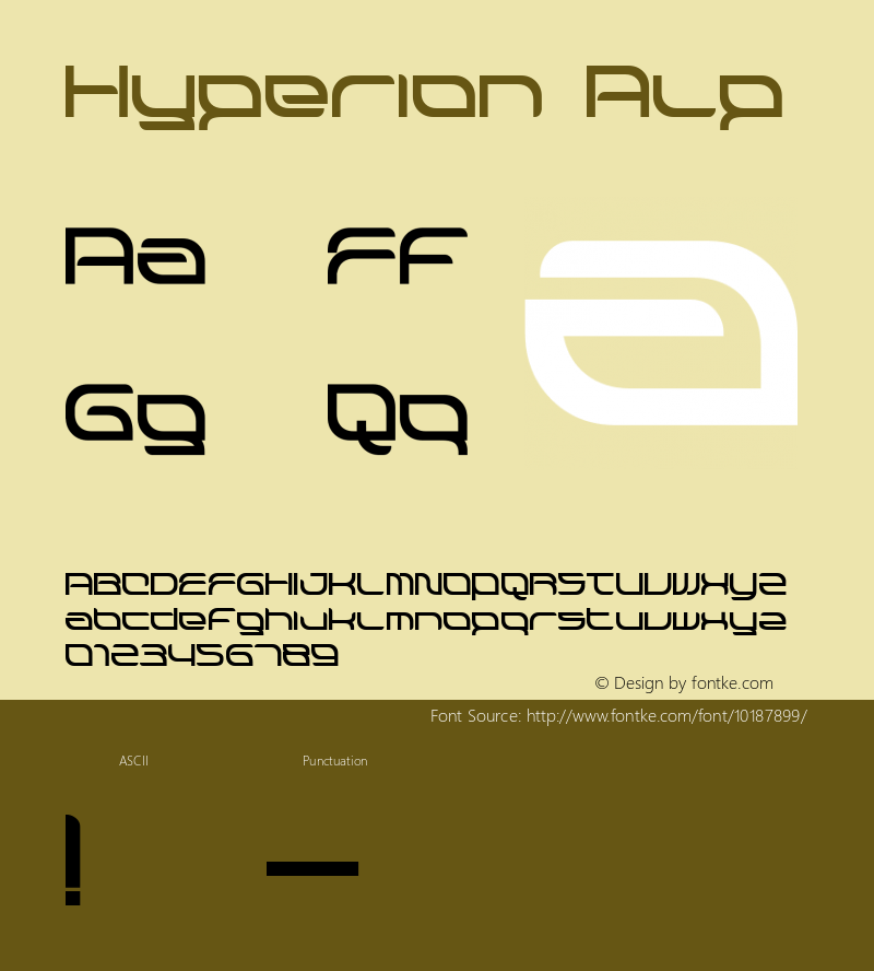 Hyperion Alp Macromedia Fontographer 4.1.3 1998.03.17 Font Sample