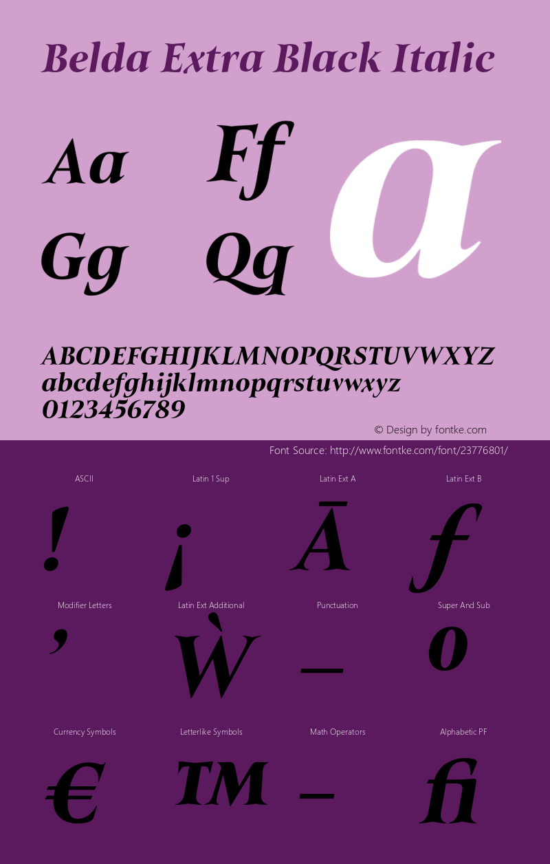 Belda-ExtraBlackItalic Version 1.000 Font Sample