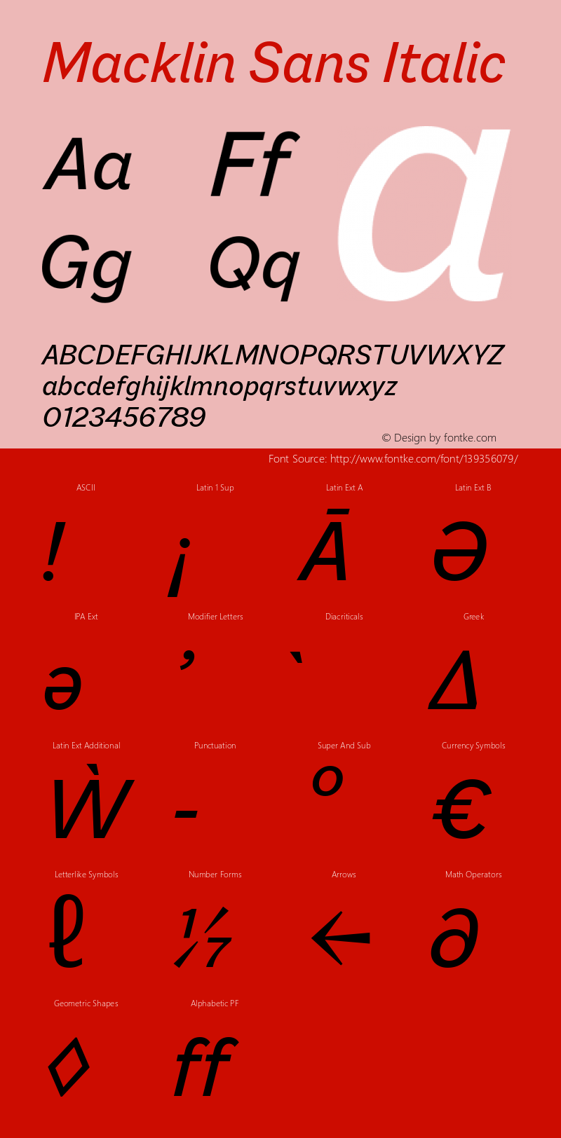 Macklin Sans Italic Version 1.00, build 25, s3 Font Sample