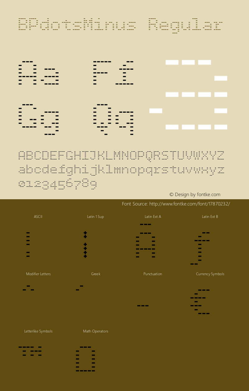 BPdotsMinus Regular Version 1.00 Font Sample