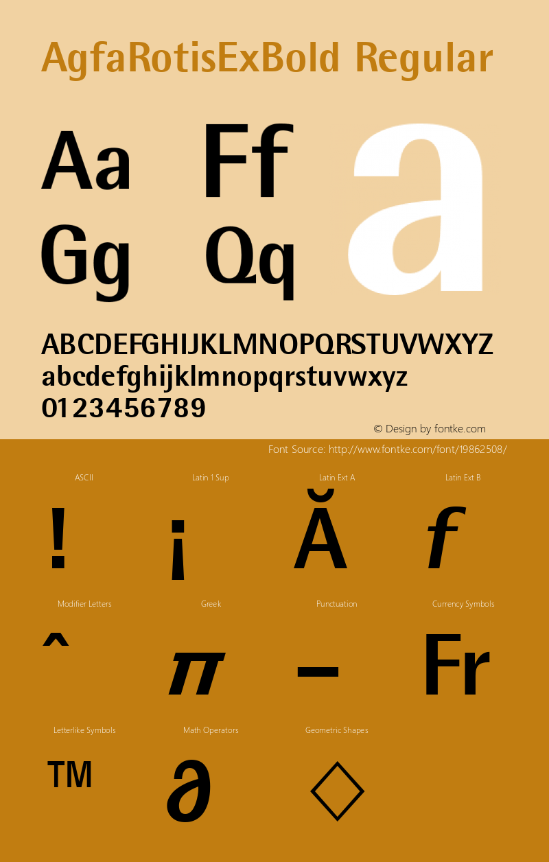 AgfaRotisExBold 1.0: 93827: 10499 Font Sample