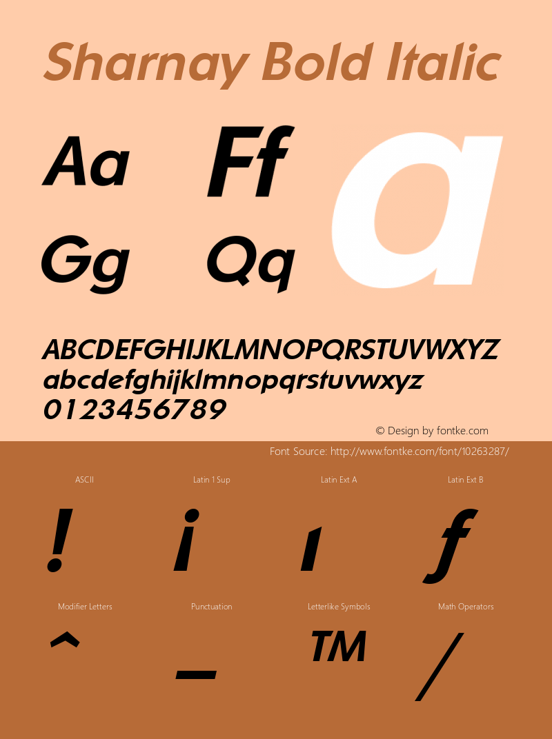 Sharnay Bold Italic Weatherly Systems, Inc.  6/14/95 Font Sample