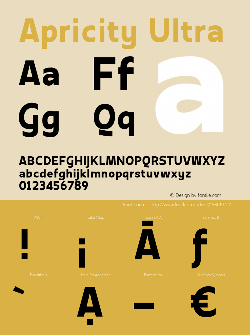 Apricity Ultra Version 001.000 Font Sample