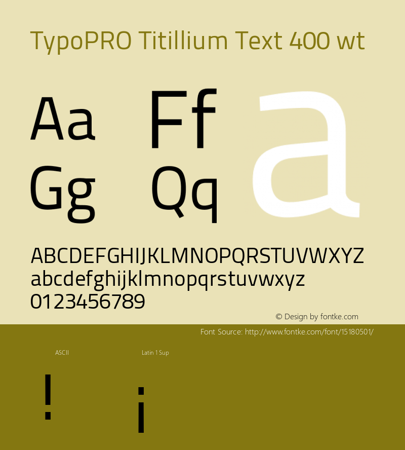 TypoPRO Titillium Text 400 wt Version 25.000 Font Sample