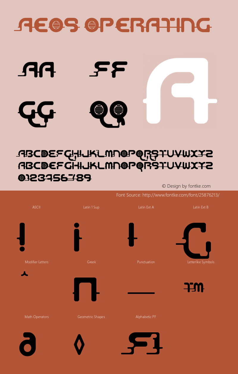 AeosOperating Version 001.000 Font Sample