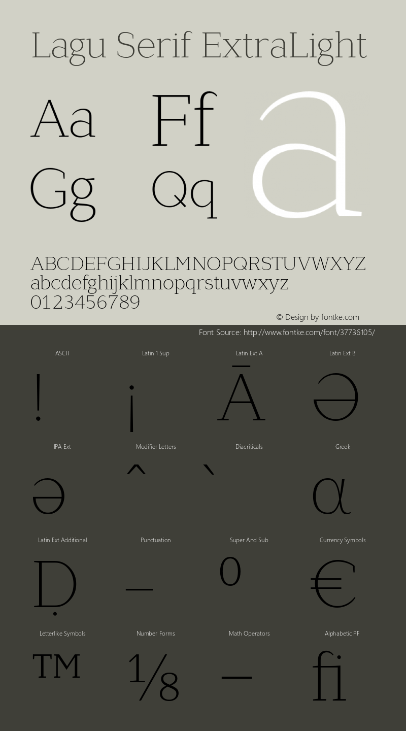 LaguSerif-ExtraLight Version 1.000;PS 001.000;hotconv 1.0.88;makeotf.lib2.5.64775 Font Sample