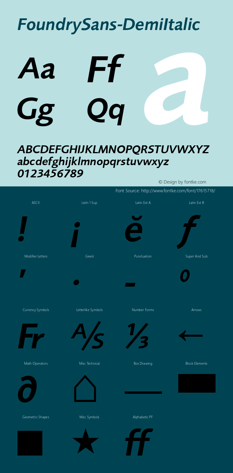 FoundrySans-DemiItalic ☞ Version 1.000;PS 1.05;hotconv 1.0.38;com.myfonts.easy.thefoundry.foundry-sans.demi-italic.wfkit2.version.4AFo Font Sample