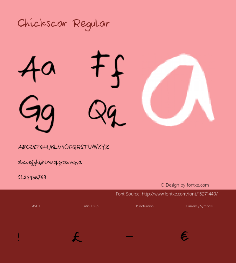 Chickscar Regular Version 1.000;PS 001.001;hotconv 1.0.56 Font Sample