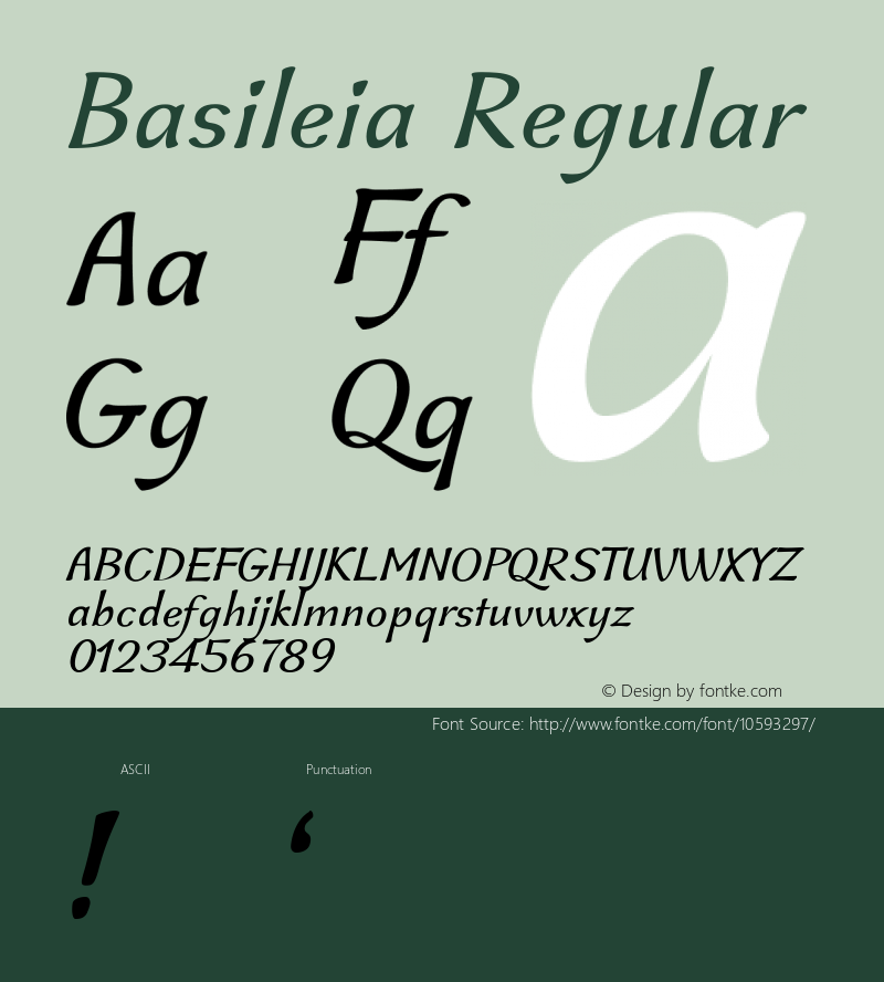 Basileia Regular Version 6.00 Font Sample