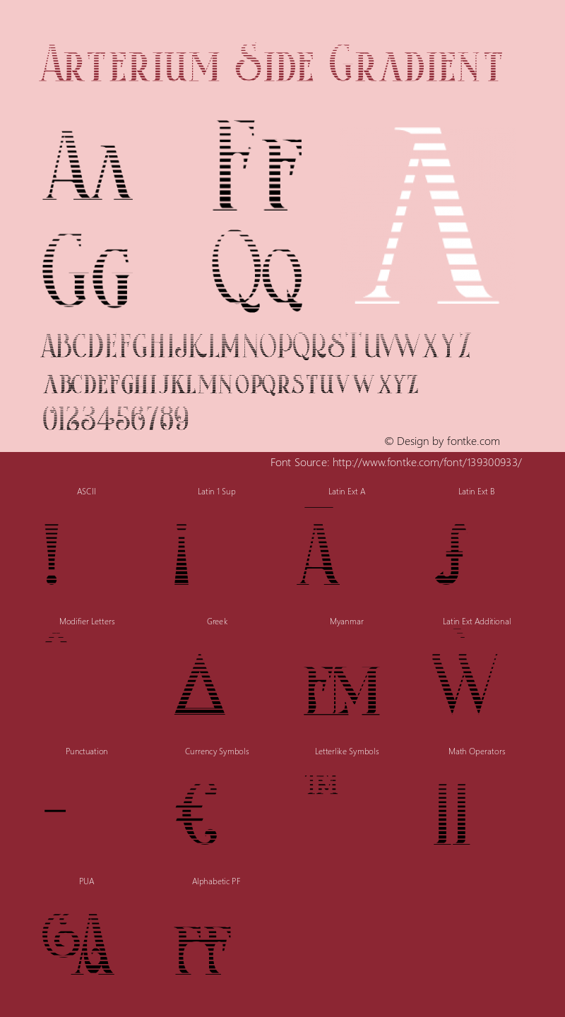 Arterium Side Gradient Version 1.000 Font Sample