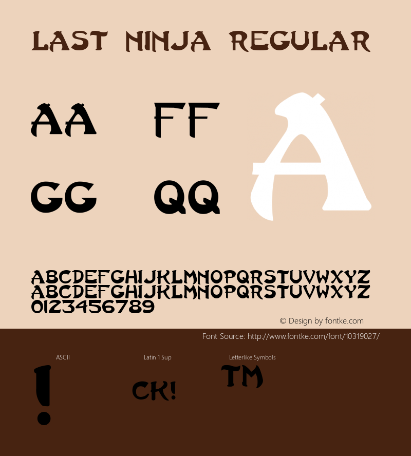 Last Ninja Regular 1.0 Font Sample