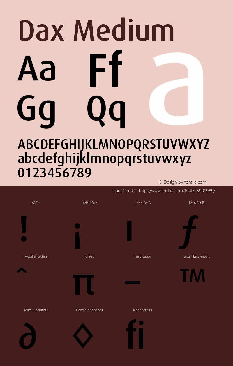 Dax-Medium Version 001.000 Font Sample