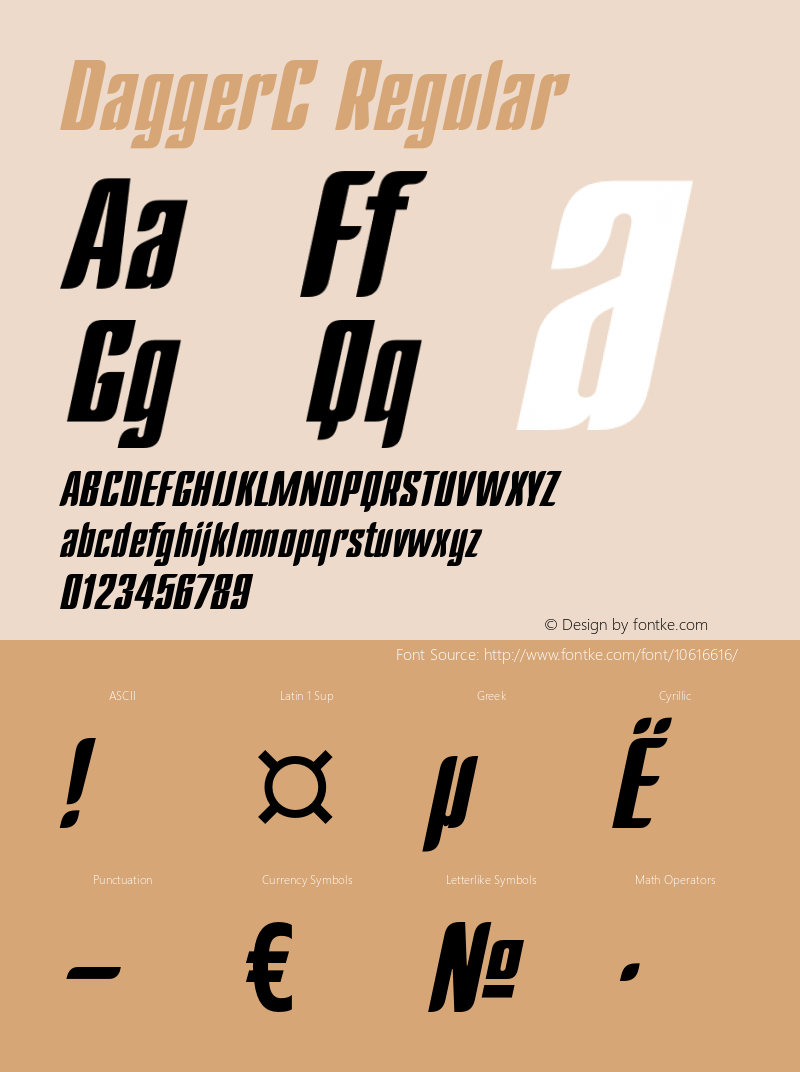 DaggerC Regular OTF 1.0;PS 001.000;Core 116;AOCW 1.0 161 Font Sample