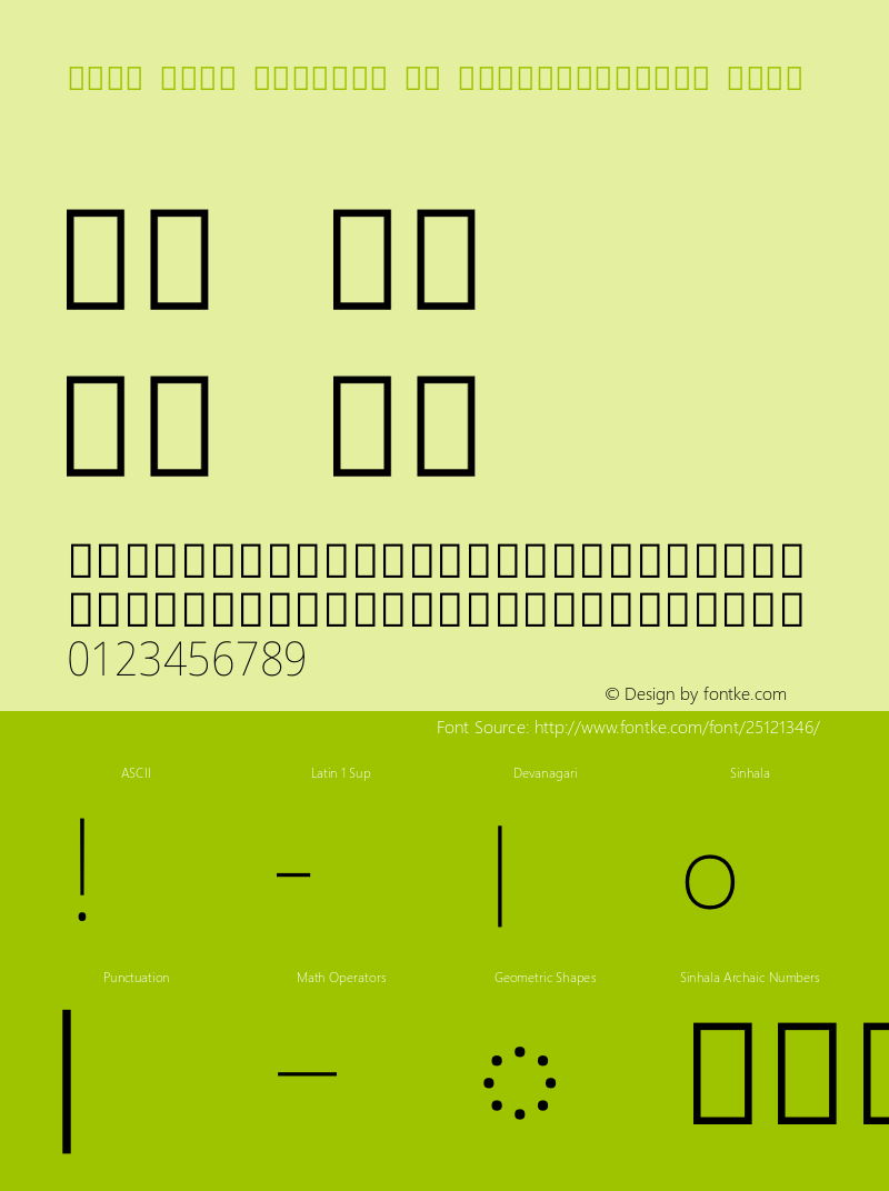 Noto Sans Sinhala UI SemiCondensed Thin Version 2.000 Font Sample