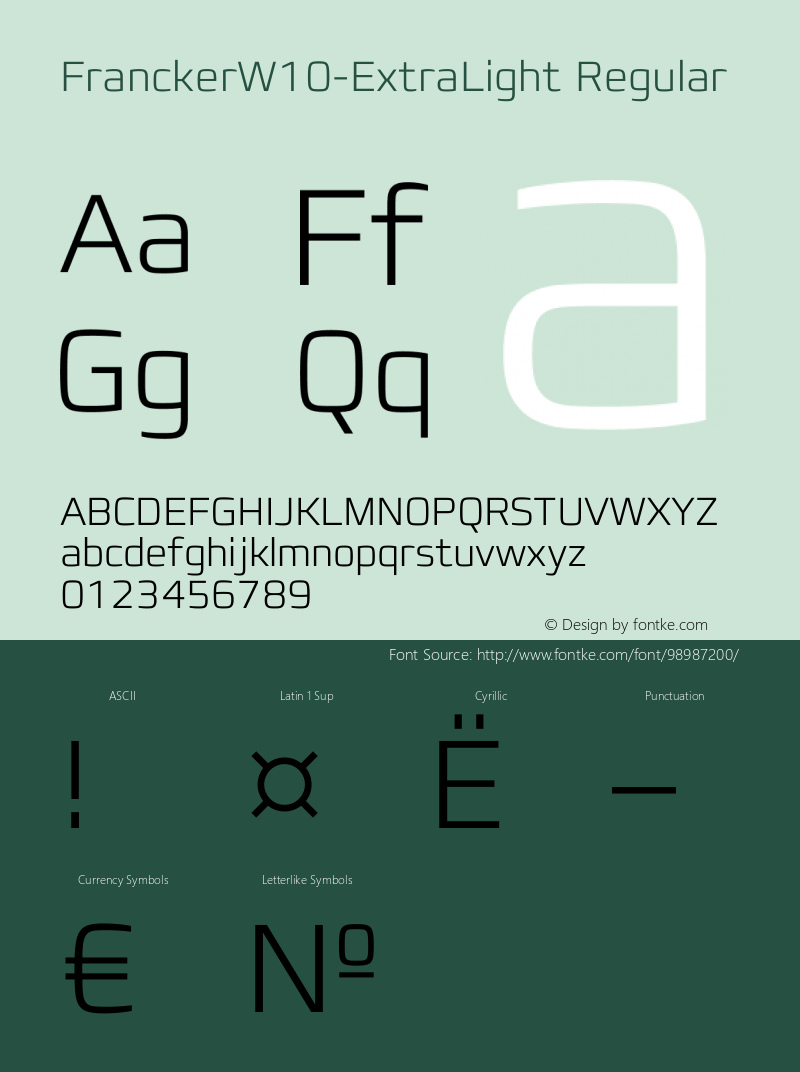 Francker W10 Extra Light Version 1.01 Font Sample